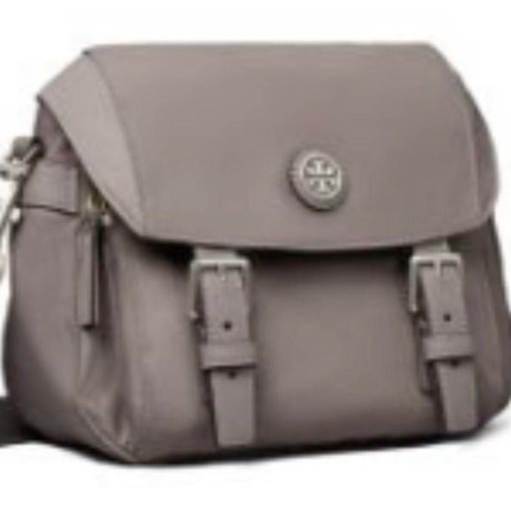 NWT tory burch Virginia small messenger bag nylon in grey heron!  Perfect bag!
